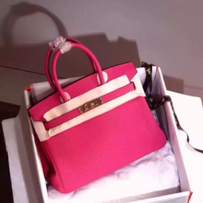 H5235-2R 芍藥紅Hermes  鉑金Birkin   經典原版進口Togo皮    金銀扣現貨   蠟線縫紉