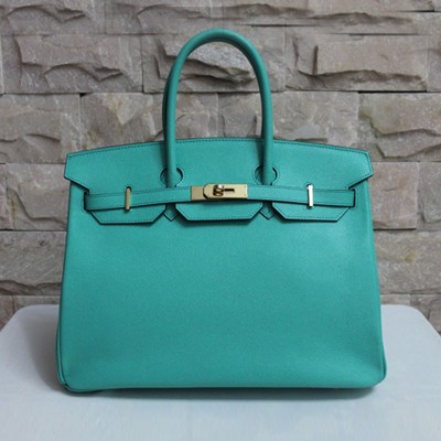 愛馬仕Hermes Birkin 休閑時尚 手掌紋牛皮手提 HB19011湖水綠