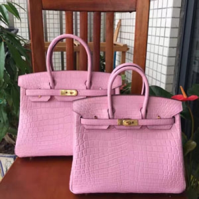 Birkin30cm 鱷魚皮 尼祿鱷 亞光 頂級純手工 粉色 金扣 現貨