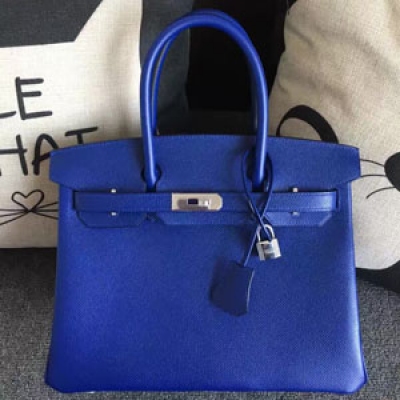 Hermes愛馬仕 Birkin30cm 原廠epsom 電光藍 頂級手縫 現貨