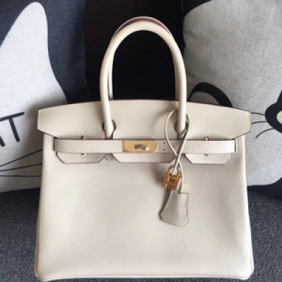 Hermes Birkin30 進口原廠Epsom皮 頂級純手工蜜蠟線 做工 走線 五金 皮質 原版 看細節 女神手提包 10 奶昔白