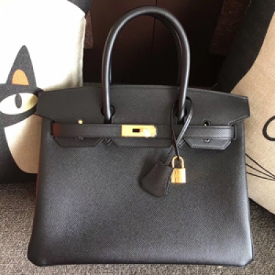 Hermes Birkin30 進口原廠Epsom皮 頂級純手工蜜蠟線 做工 走線 五金 皮質 原版 看細節 女神手提包 89 黑色