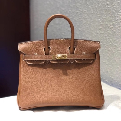 Hermes愛馬仕包包 birkin ck37金棕 togo 25cm 小可愛 金