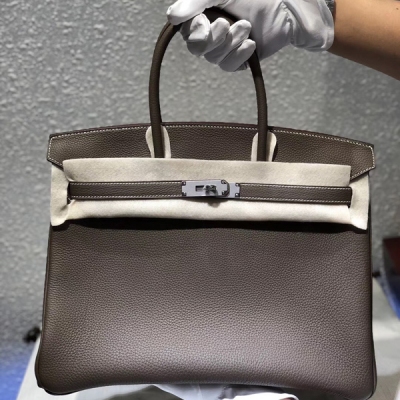 Hermes愛馬仕包包 birkin ck18大象灰 TOGO 35cm 銀