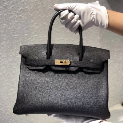 Hermes愛馬仕包包 birkin ck89黑 TOGO 30cm 金