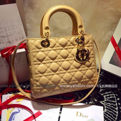 【獨傢實拍迪拜訂單Lady Dior】，4551-杏色金扣 精選皮革 全