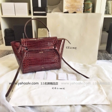 專櫃狠貨 celine belt bag  175523酒紅色牛壓鱷魚紋