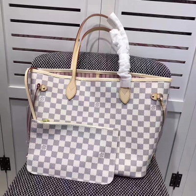 新款出貨  獨家實拍！ NEVERFULL 中號手袋 N41050 風格奇異的Neverfull手袋，Damier Azur帆布面料