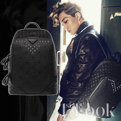 MCM包包 > MCM EXO 同款DUKE牛皮鉚釘雙肩包