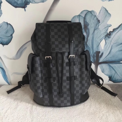 LV路易威登專櫃經典款 Louis Vuitton CHRISTOPHER 男士棋盤格雙肩包 背包 M43735，41*48*13cm