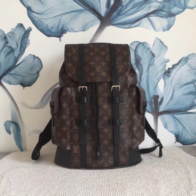 LV路易威登專櫃經典款 Louis Vuitton CHRISTOPHER 男士老花雙肩包 背包 M43735，41*48*13cm