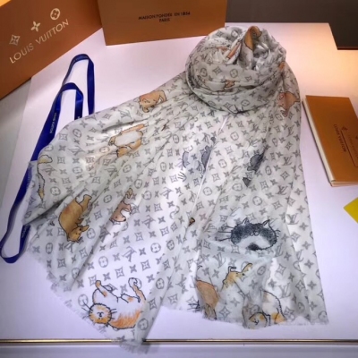 LV路易威登圍巾 爆款 火爆開啟！Louis Vuitton 全新設計羊絨款！噴繪工藝，經典高檔奢華 頂級羊絨300支 手感柔軟細膩 100x200cm 100%羊絨