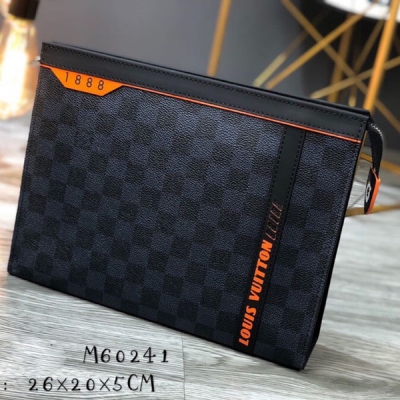 LV LOUIS VUITTON路易威登 頂級原單 新品N60241 飾皮Pochette Voyage 中號手袋身披 Damier Cobalt 帆布 尺寸26×20×5CM