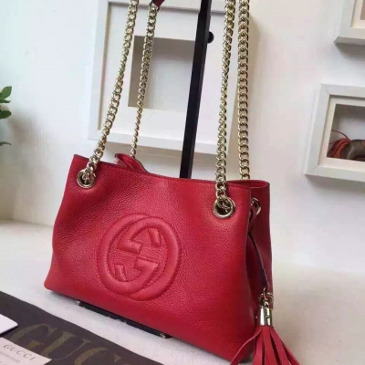 【Gucci New】Gucci 15年夏季最新mini火爆款雙鏈單肩攜掛肩背以經典soho皮革製成，柔軟上佳，質感輕盈，原版紋路，注重每一細節，堅持一貫優等品質