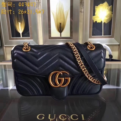 【GUCCI-古馳】十年打造專業GUCCI 市場頂級獨家控貨，專櫃品質 採用進口牛皮，原廠五金！精緻做工。 獨家實物拍照 品質如圖可見 。款號：443497。中號尺寸：26*21.5*7