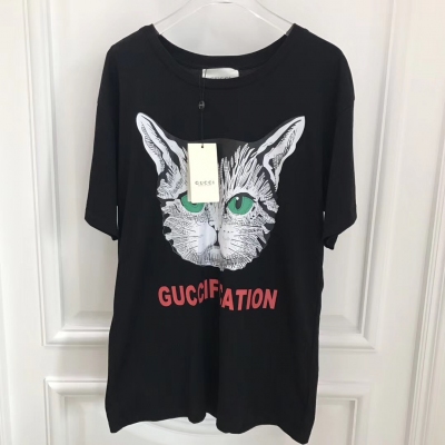 Gucci古馳18春夏大貓咪印花圖案oversize短袖 SML XL