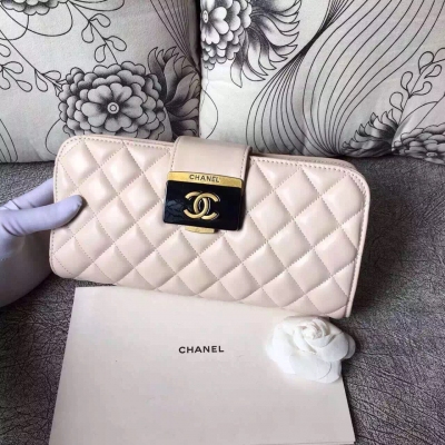 Chanel 2016春夏新款 玳瑁扣長款皮夾手拿包 適合各種場合 采用進口小羊皮 尺寸：27.5*14