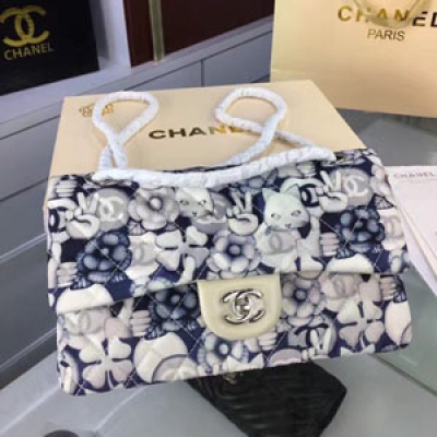 Chanel 16新款限量CF 中號貓咪系列山茶花翻蓋包 尺寸25