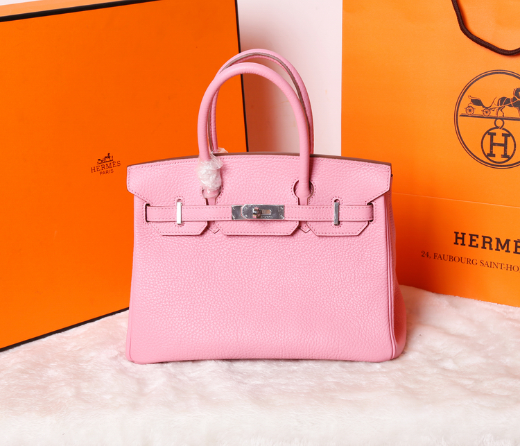 H5235-5P 櫻花粉 Hermes  鉑金Birkin   經典原版進口Togo皮    金銀扣現貨   蠟線縫紉