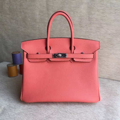 愛馬仕Hermes Birkin25cm 頂級epsom皮全工藝機縫蠟線 細節完美【龍蝦粉】