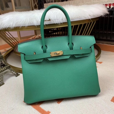 Hermes愛馬仕 Birkin 30cm 進口原版Epsom皮，  手工配進口蠟線 原廠五金 【絲絨綠】金扣！每一個環節都力求完美 細節完美無瑕