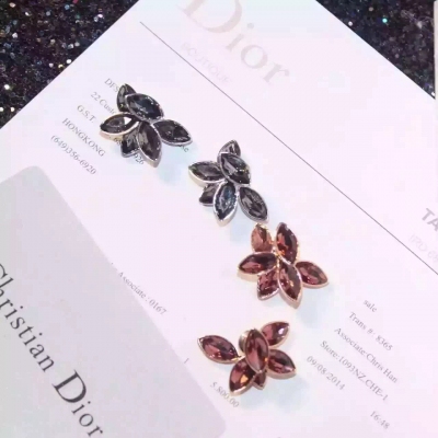 Dior2015走秀款 原版黃酮材質 4A級別水晶 電鍍18K金 耳針925純銀防過敏處理 高版本品質