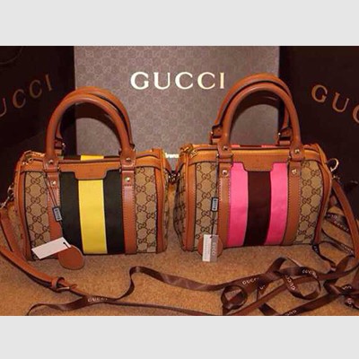 Gucci 女包 古馳 手提斜挎包帆佈包 多色 247205黃色