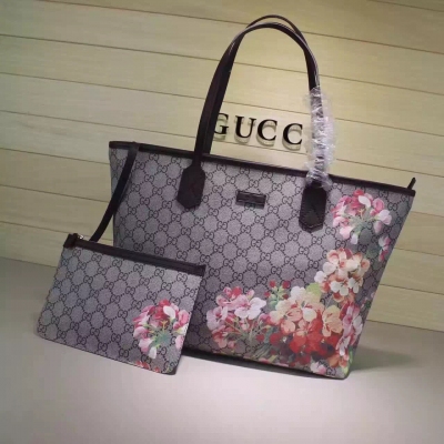 GUCCI爆款，款號：405020咖啡，花紋購物袋，時尚前線，尺寸；袋口長45cm*底長35cm*高30*厚13cm