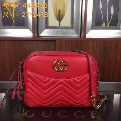 【GUCCI-古奇】 十年打造專業GUCCI 市場頂級獨家控貨，專櫃品質 採用進口牛皮，原廠五金！精緻做工。獨家實物拍照 品質如圖可見 。款號：443499。尺寸：27*24*8