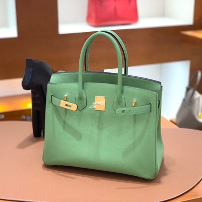 HERMES愛馬仕 Epsom 牛油果綠 Birkin 30 金扣