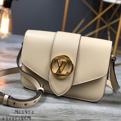 LV LOUIS VUITTON 路易威登 配套專櫃包裝 頂級原單 全純鋼五金M55950白色 配有圓形L標識搭扣及金屬孔眼 彩色皮搭配花葵磁扣 尺寸：23×15×8CM 肩帶：50CM