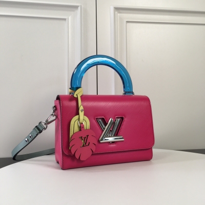 LOUIS VUITTON LV路易威登 M56112 頂級原單 2020 年夏季，路易威登以絢麗色彩重繹品牌經典。本款 Twist 中號手袋取材深染 Epi 皮革，搭配有機玻璃手柄和炫彩名牌及掛飾，更有 LV Twist