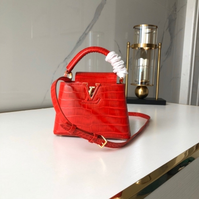 LOUIS VUITTON LV路易威登 N93992迷你紅色 進口義大利 頭層鱷魚紋 盡顯女裝藝術總監Nicolas Ghesquière設計的New Classic系列的特色元素如裹有皮革標識珠寶般的邊環以及可收入包內