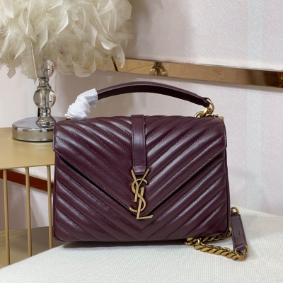 YSL Yves Saint laurent聖羅蘭 Monogram college 黑色銀扣 24cm萬年款郵差包，火辣辣的勁爆款24Cm，街拍神器，眾多明星好萊塢女神的首選款式，怎麼搭都好看、怎麼搭都毫無違和感、搭配休閒著裝顯得隨性帥氣