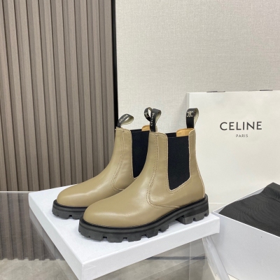 Celine 秋冬新款凱旋門走秀款短靴，百搭日常都是一絕的單品！而且3.5cm鞋底增高同時走路輕鬆無壓力還一點都不挑人，chic到爆！正品開模三層真皮組合大底，正品訂做織帶，鞋面定制進口小牛皮，內裡墊腳羊皮，鞋底正確版正品組合大底，碼數35