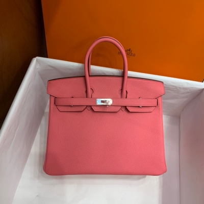 Hermes愛馬仕 Togo 唇膏粉 Birkin BK 鉑金包 25cm 銀扣