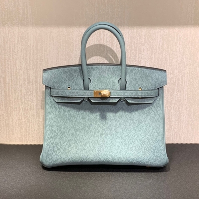 Hermes愛馬仕 togo 天青色 Birkin BK 鉑金包 25cm 金扣