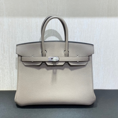 Hermes愛馬仕 togo 瀝青灰 Birkin BK 鉑金包 25cm 銀扣