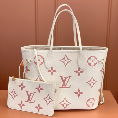 LV路易威登 特級MB晶片版原廠皮 NEVERFULL 中號手袋 型號：M21579奶白色 材料：A級全鋼五金，進口原廠面料 尺寸：31x28x14cm