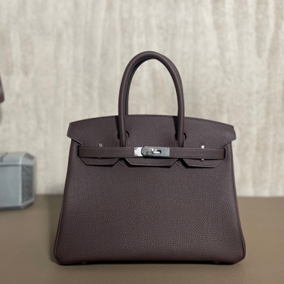 Hermes愛馬仕 Togo 烏木 鉑金包 Birkin 30 銀扣